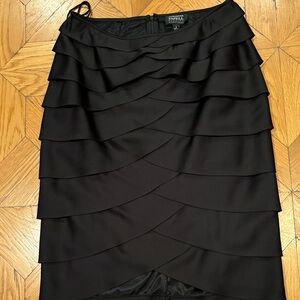 Adrianna Papell Elegant Black Tiered Pencil Skirt